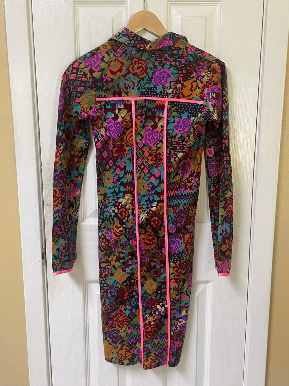 Matthew Williamson Dress Size 6 Colorful Wool Button Geometric Boho Abstract - Picture 3 of 11